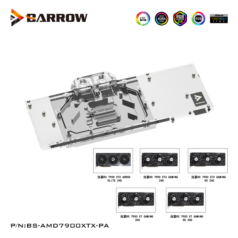 Rx 7900 Xt 20Gb - Водяной блок графического процессора Barrow для